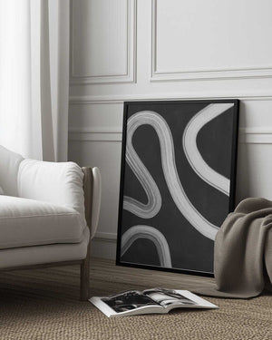 Tablou înramat „Curved Monochrome Paths” de Elena Ristova