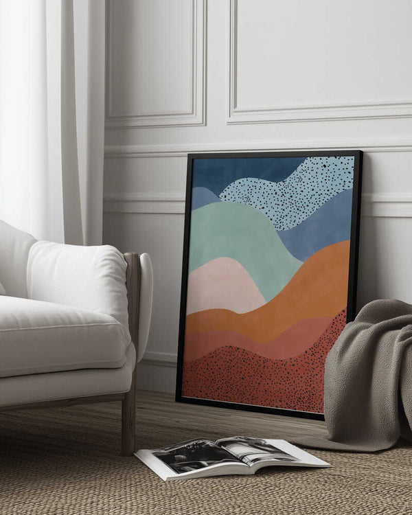 Tablou înramat „Colorful Wave Scape” de Elena Ristova