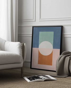 Tablou înramat „Geometric Shapes And A Muted Color Palette” de Elena Ristova