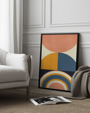 Tablou înramat „Rainbow Plus Shapes  Blue Mustard10” de Ana Rut Bre