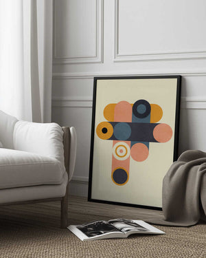 Tablou înramat „Rainbow Plus Shapes  Blue Mustard8” de Ana Rut Bre