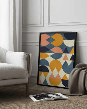 Tablou înramat „Rainbow Plus Shapes  Blue Mustard6” de Ana Rut Bre