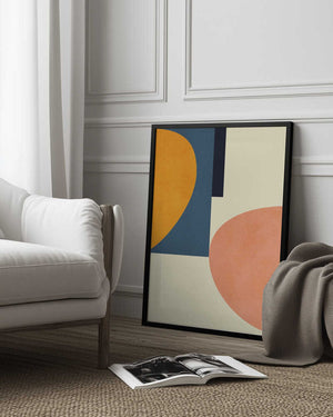 Tablou înramat „Rainbow Plus Shapes  Blue Mustard1” de Ana Rut Bre