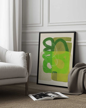Tablou înramat „Painted Lines Green Tan 4 Kopie” de Ana Rut Bre