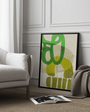 Tablou înramat „Painted Lines Green Tan 2 Kopie” de Ana Rut Bre