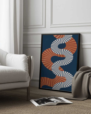 Tablou înramat „Winding Pattern In Retro Colors” de Elena Ristova