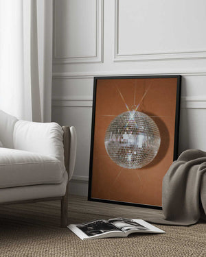 Tablou înramat „Orange Disco Ball” de Samantha Hearn