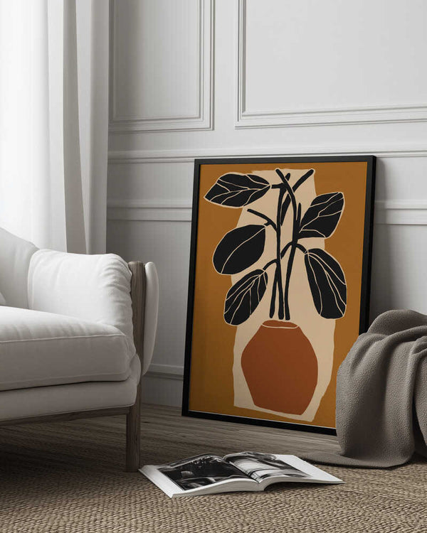 Tablou înramat „Bold Leaf Silhouette” de Treechild