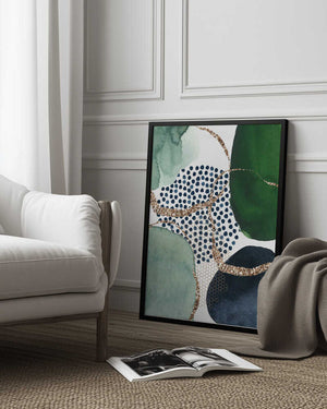 Tablou înramat „Green Shapes” de Sally Ann Moss