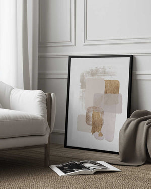 Tablou înramat „Neutral Gold 1” de Sally Ann Moss