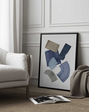 Tablou înramat „Blue & Brown Paint Blocks” de Orara Studio
