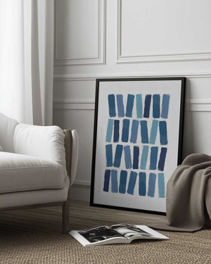 Tablou înramat „Blue Brush Strokes” de Orara Studio