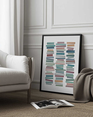 Tablou înramat „Books Pastel” de Orara Studio