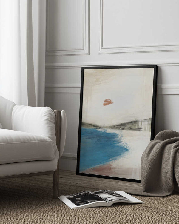 Tablou înramat „Landscape Painting with a Serene Beach” de Little Dean