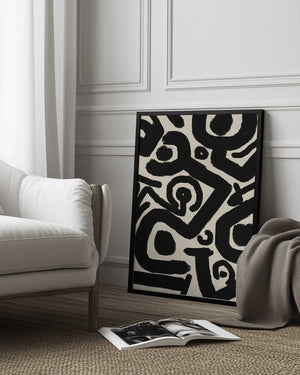 Tablou înramat „Dynamic Pattern of Bold Swirls” de Little Dean