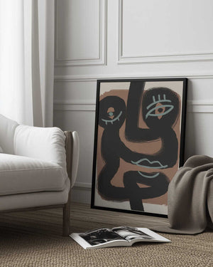 Tablou înramat „Abstract Black Portrait Pair” de Little Dean