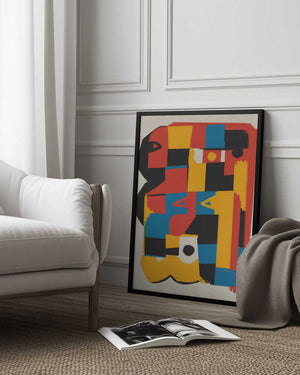 Tablou înramat „Bauhaus Abstract Color Block” de Little Dean