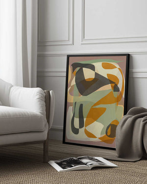 Tablou înramat „Luminous Ochre Abstract Infinity” de Little Dean