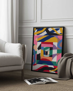 Tablou înramat „Geometric Shapes and Bold Brushstrokes” de Little Dean