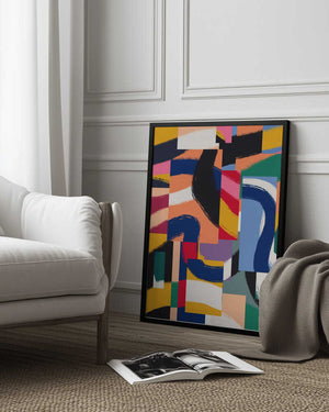 Tablou înramat „Shapes with Dynamic Brushstrokes” de Little Dean