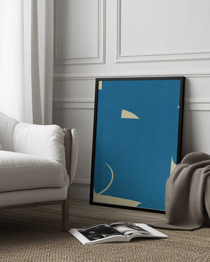 Tablou înramat „Large Abstract Cut Out In Blue” de Little Dean
