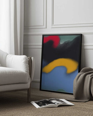 Tablou înramat „Black and Blue Abstract Liquify” de Little Dean
