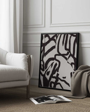 Tablou înramat „Black line in grey” de Little Dean