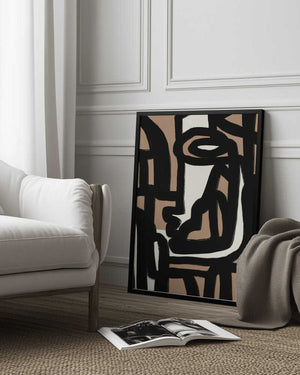 Tablou înramat „Geometric Shapes Against A Tan And White Background” de Little Dean