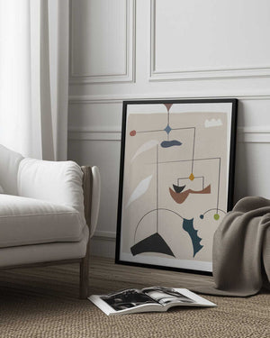 Tablou înramat „Geometric Shapes and Organic Lines” de Little Dean