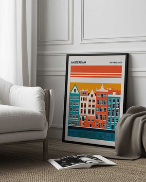 Tablou înramat „Amsterdam Travel Poster” de Retrodrome