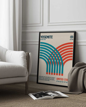 Tablou înramat „Yosemite National Park Travel Poster” de Retrodrome