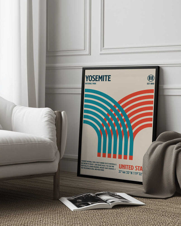 Tablou înramat „Yosemite National Park Travel Poster” de Retrodrome