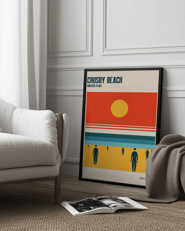 Tablou înramat „Crosby Beach Iron Men Liverpool Merseyside” de Retrodrome