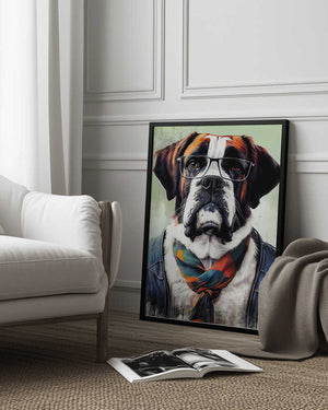 Tablou înramat „Hipster dog animal art” de Justyna Jaszke