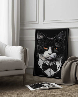 Tablou înramat „Hipster cat animal art” de Justyna Jaszke