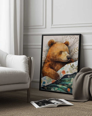 Tablou înramat „Sleepy Bear animal story” de Justyna Jaszke
