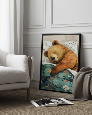 Tablou înramat „Sleepy Bear animal story” de Justyna Jaszke