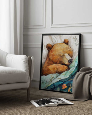 Tablou înramat „Sleepy Bear animal story” de Justyna Jaszke