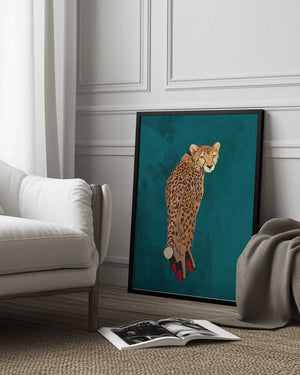 Tablou înramat „Turquoise cheetah in heels” de Sarah Manovski