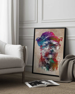 Tablou înramat „Dog graphic 1” de Justyna Jaszke