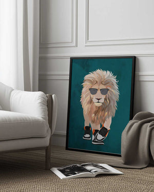 Tablou înramat „Lion prowling in high top sneakers” de Sarah Manovski