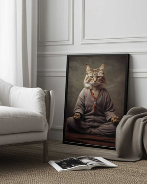 Tablou înramat „Cat yoga 2” de Justyna Jaszke