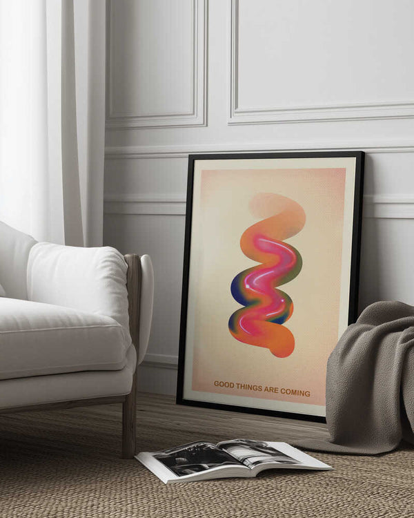Tablou înramat „RETRO GRAPHIC NO.17 / GOOD THINGS ARE COMING” de The Art Concept