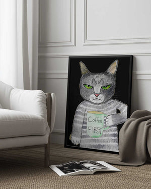 Tablou înramat „Coffee Cat” de Sharyn Bursic