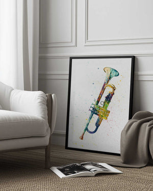 Tablou înramat „Trumpet Abstract Watercolor” de Michael Tompsett