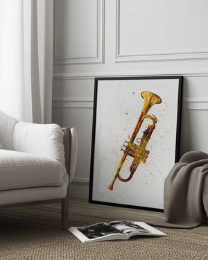 Tablou înramat „Trumpet Abstract Watercolor” de Michael Tompsett
