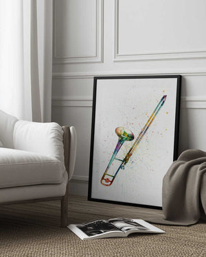 Tablou înramat „Trombone Abstract Watercolor” de Michael Tompsett