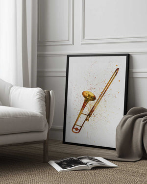 Tablou înramat „Trombone Abstract Watercolor” de Michael Tompsett