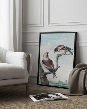 Tablou înramat „Two Birds  Hawfinch” de Aert Schouman