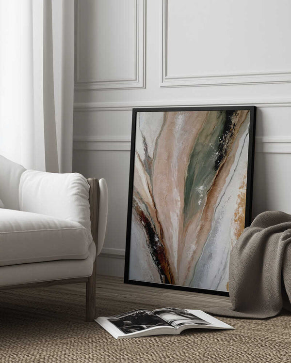 Tablou înramat „Flowing Patterns In Earth Tones And Green Hues” de Alpenglow Workshop